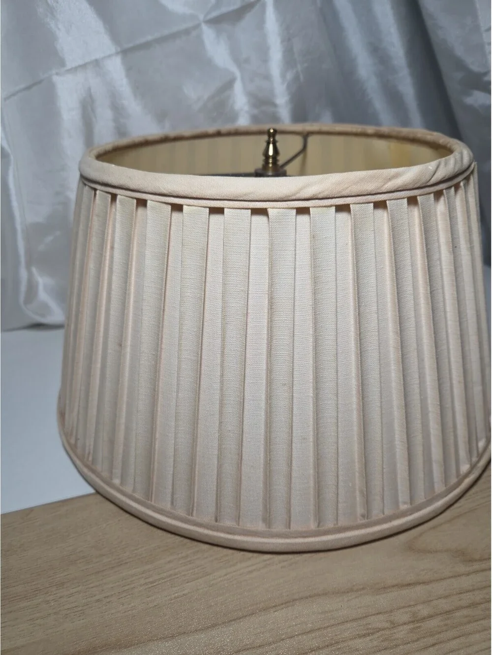 Vintage Mid Century Box Pleated Empire  Lamp Shade, Cream Fabric, Spider Fitter